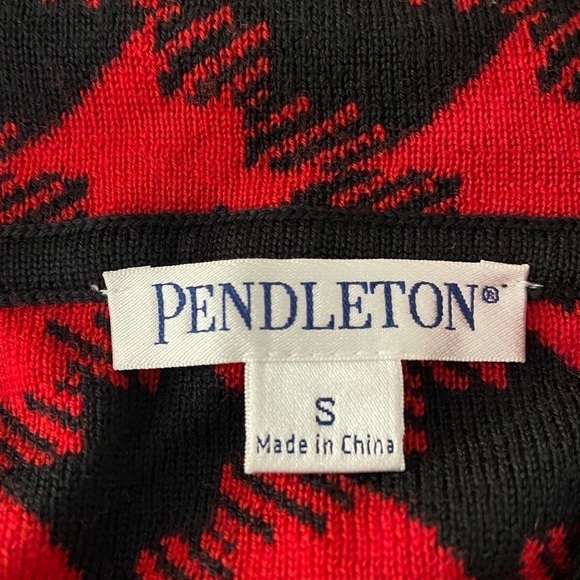 Pendleton Red & Black Knit Houndstooth Cardigan blazer classic size Small - Picture 5 of 6
